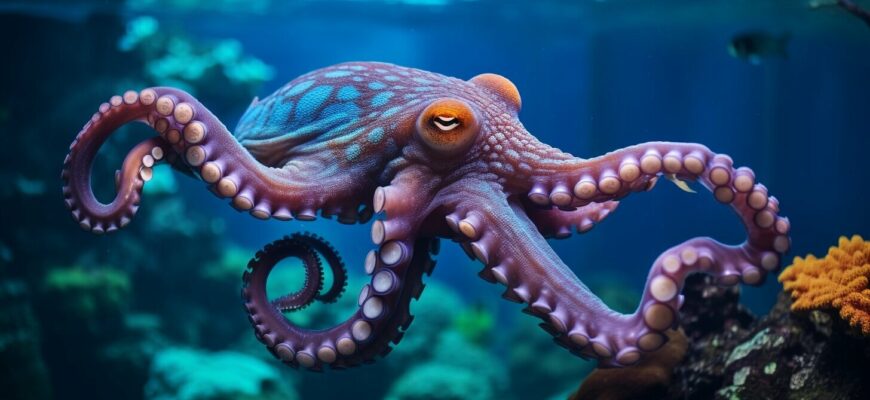 Octopus using gills to breathe