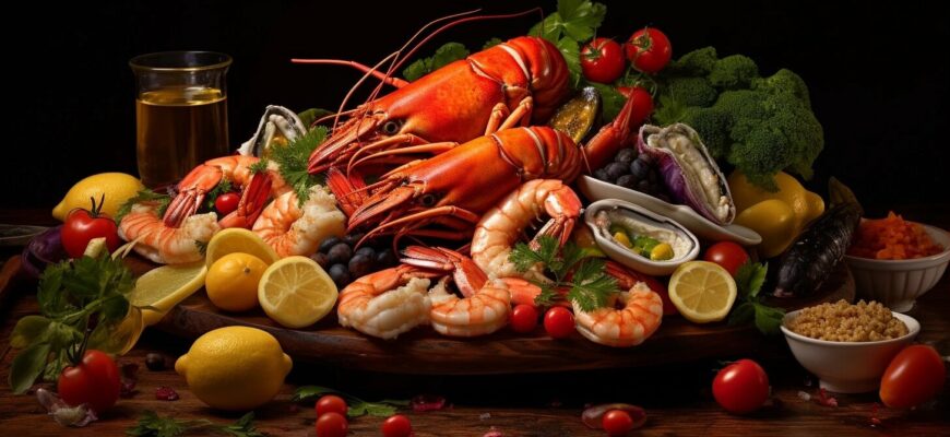 Shrimp and lobster side by side