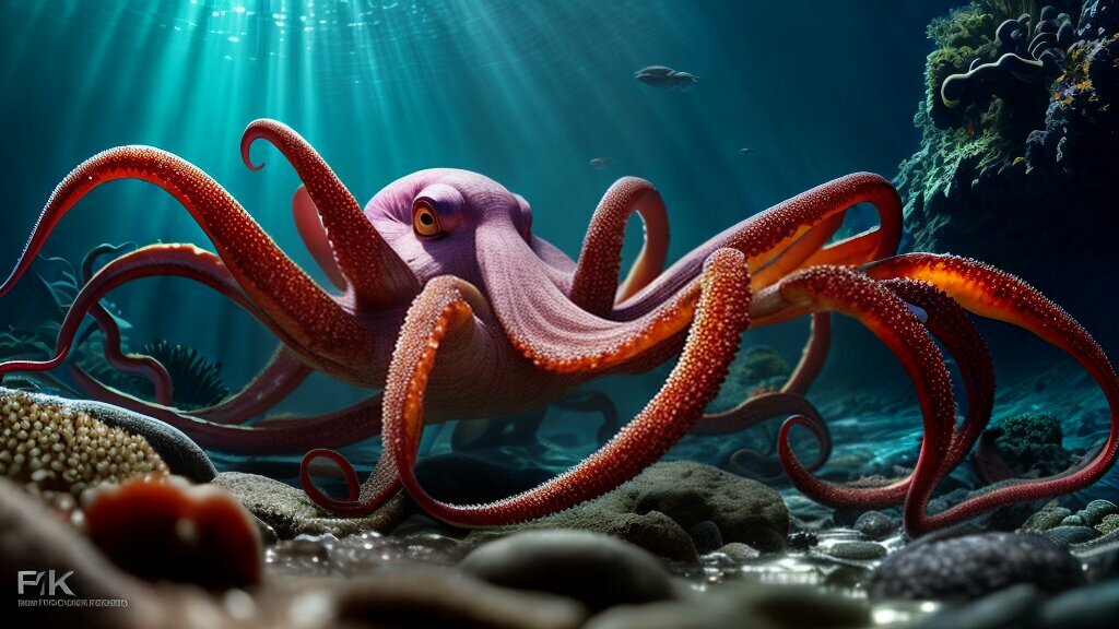 Octopus Hunting for Crab