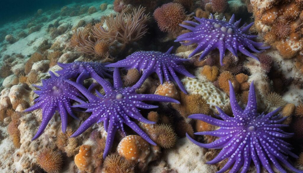 Sea Stars Preying on Sea Urchins