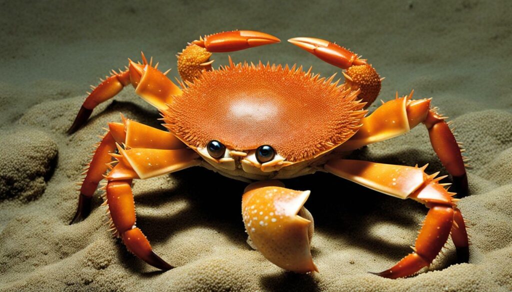 crab holding a sea urchin